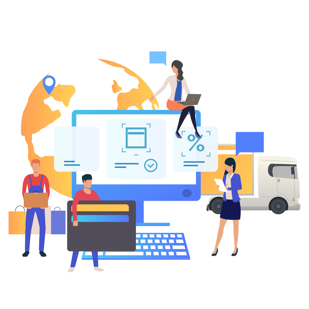 Ecommerce development services with online store, product catalog, secure payment gateway, shopping cart, and delivery management. 