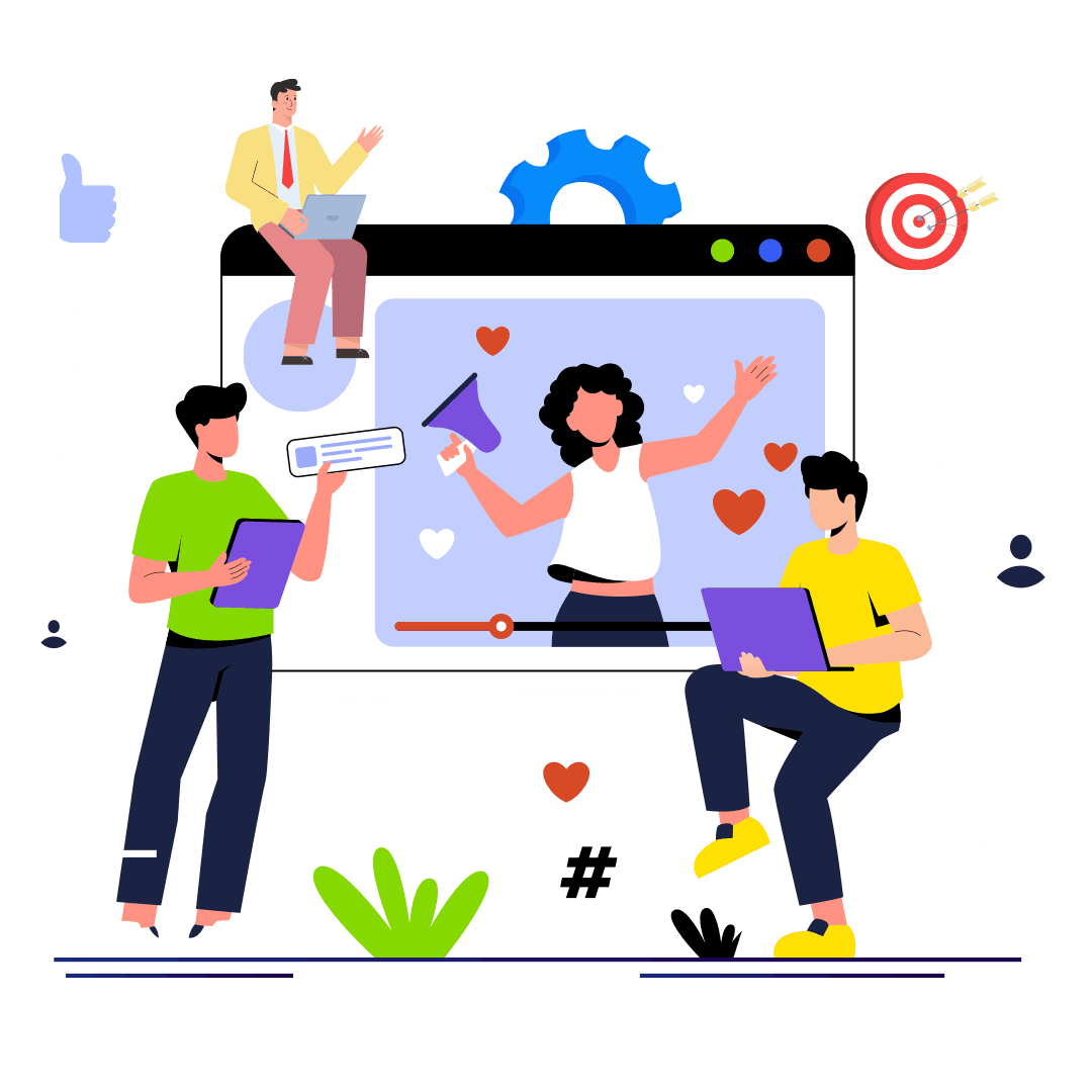 Social media marketing strategy with social media platforms, engagement analytics, content planning, and audience growth dashboard 