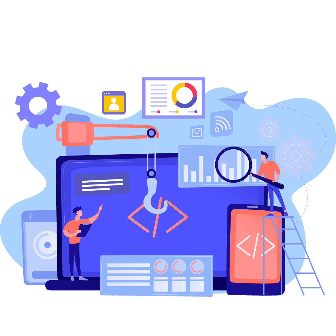 Professional software developer coding a custom web application and software solution