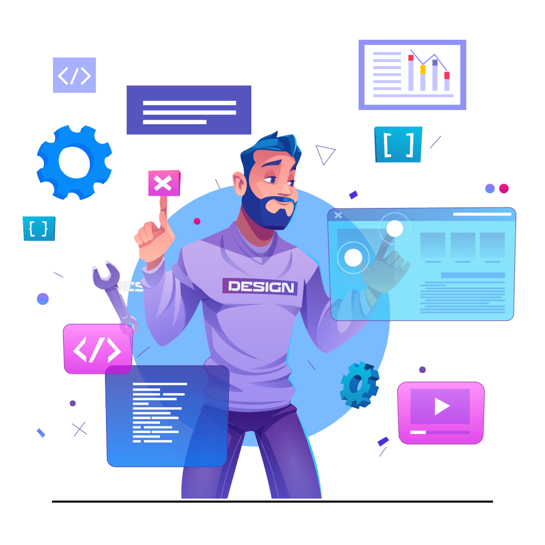 Professional web application development dashboard with API integration, cloud hosting, database management and custom software solutions 